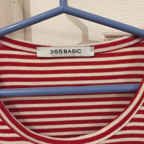 Mixxmix Korea 365BASIC red and white striped tee - Picture 2 of 11